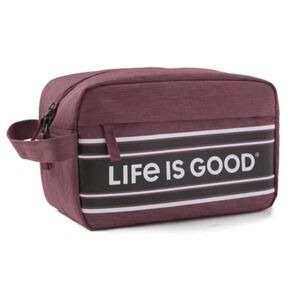 Life Is Good Day Dopp Kit LG Stripes Bag Unisex Travel‎ Mahogany Brown